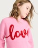 image 3 of F&F Girls Knitted Love Slogan Jumper in Pink