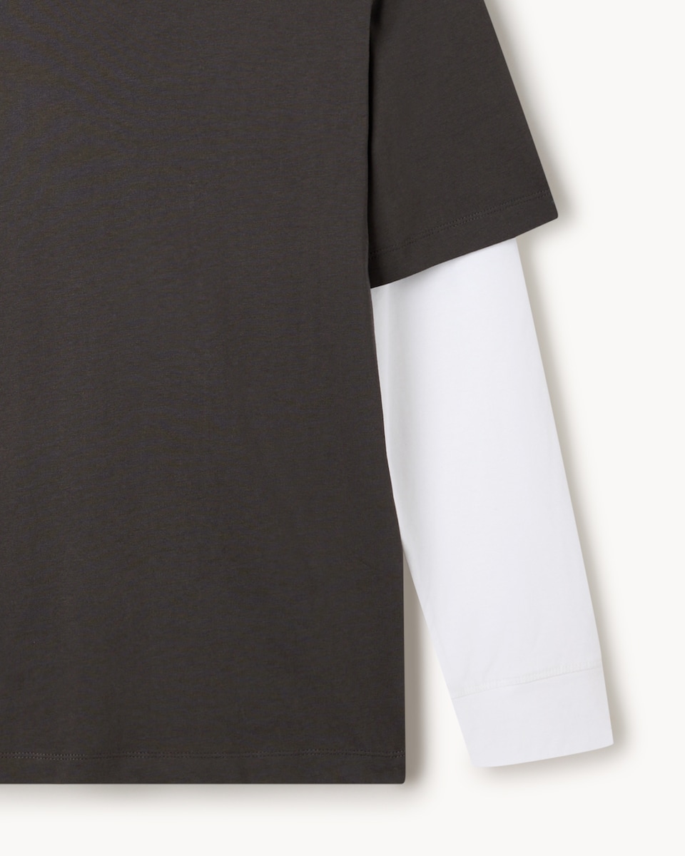 image 1 of F&F Pure Cotton Double Layered T-Shirt in Grey Marl