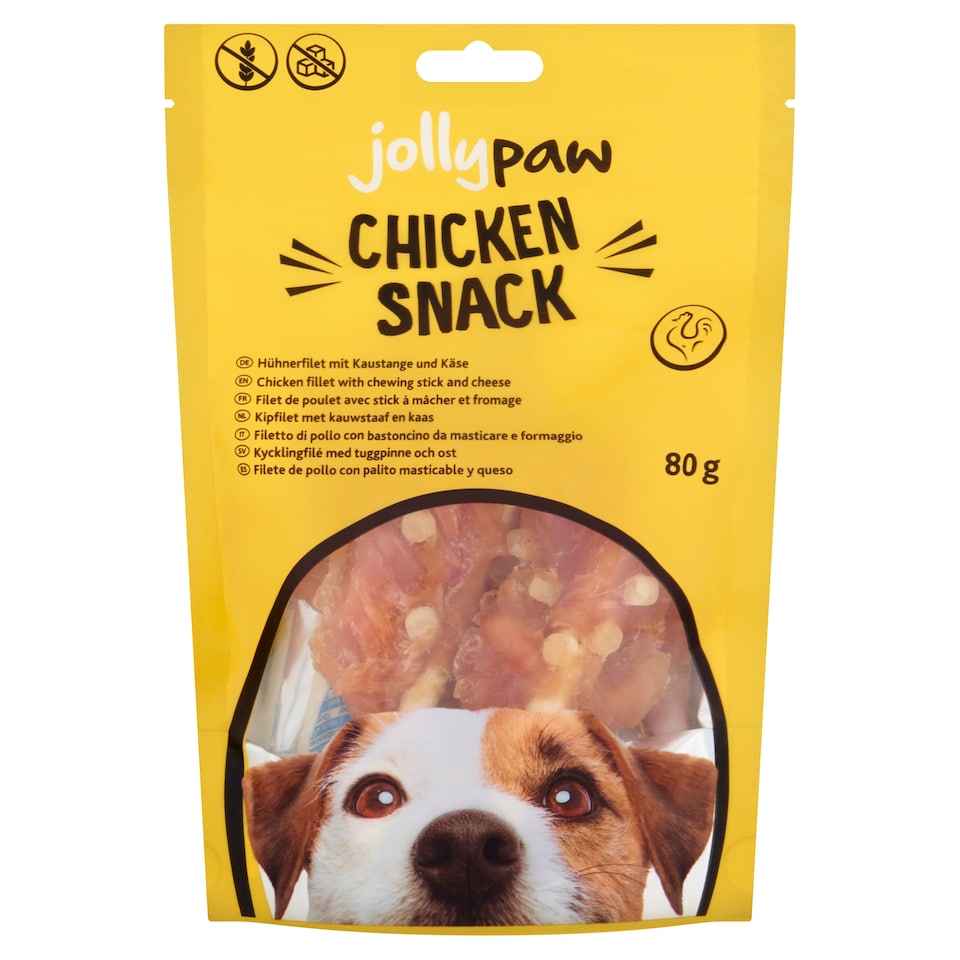 JollyPaw Chicken Snack Chicken Fillet with Chewing Stick And Cheese 80g