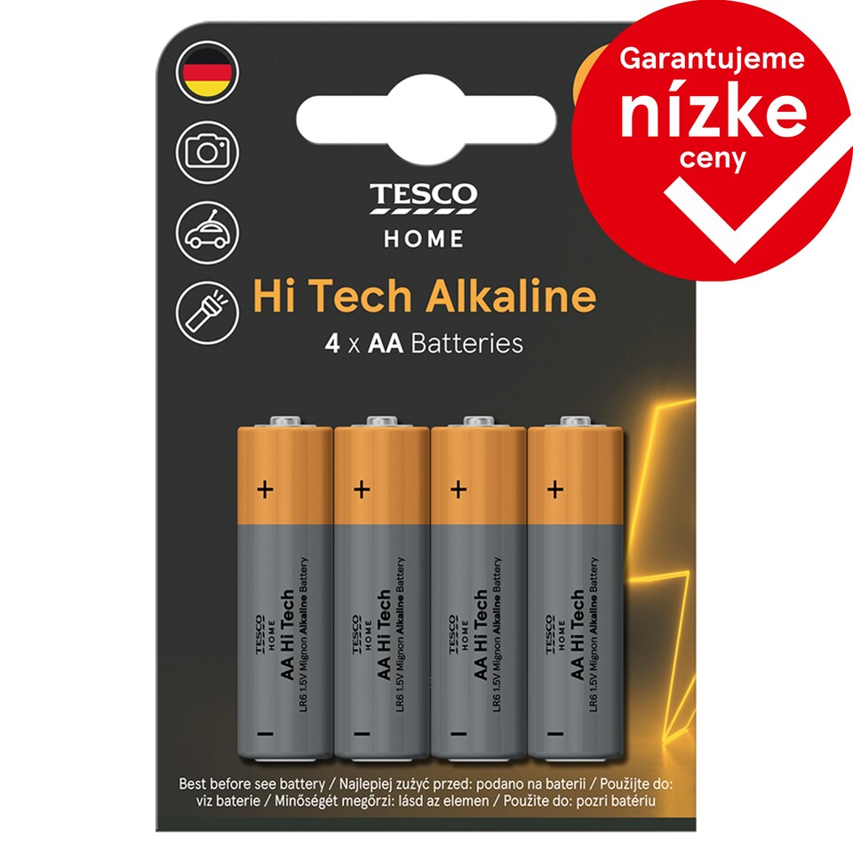 Tesco Power Hi Tech alkalické batérie AA 4 ks