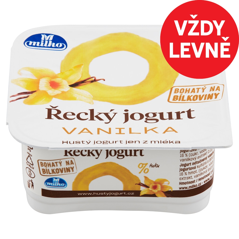 Milko Řecký jogurt vanilka 0 % 140g