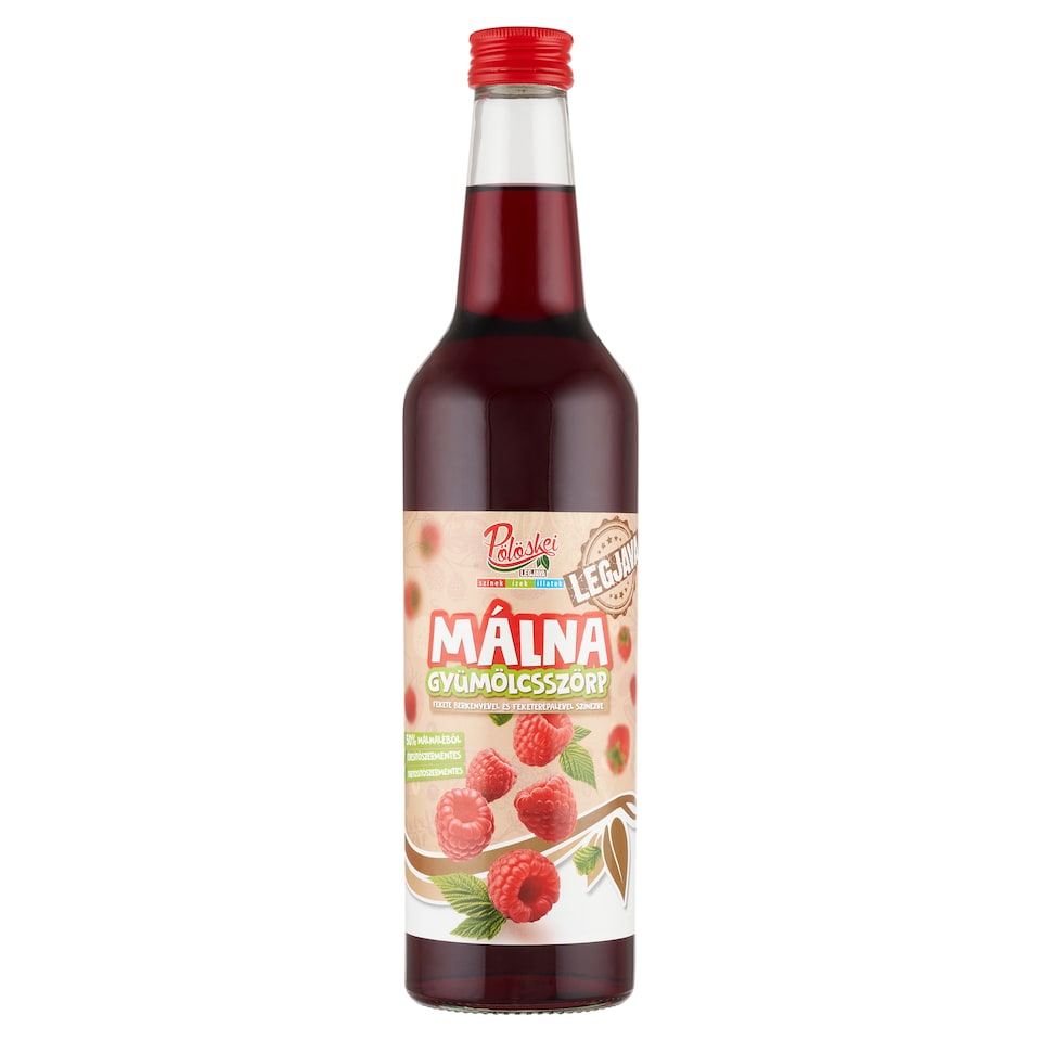 Pölöskei málna gyümölcsszörp fekete berkenyével és feketerépalével színezve 0,7 l