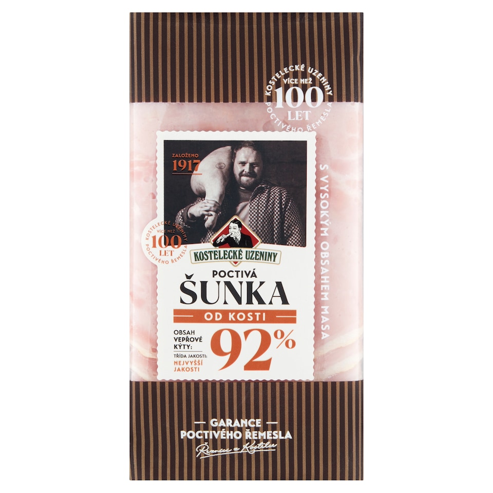 Obrázek 1 pro produkt Kostelecké Uzeniny Poctivá šunka od kosti 0,100kg