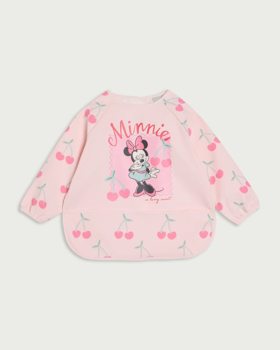 image 1 of Disney Minnie Mouse Long Sleeved Bib in Pink