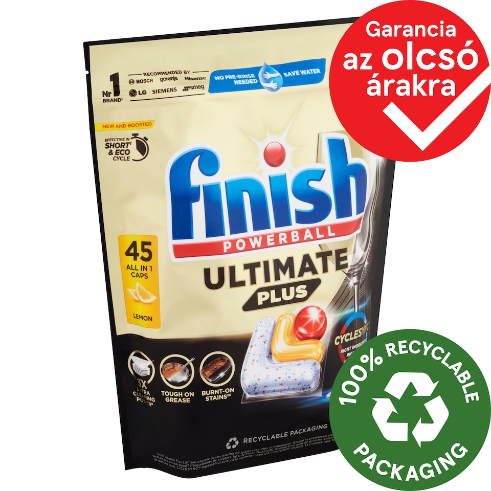 Finish Powerball Ultimate Plus Citrom mosogatógép kapszula 45 db 549 g