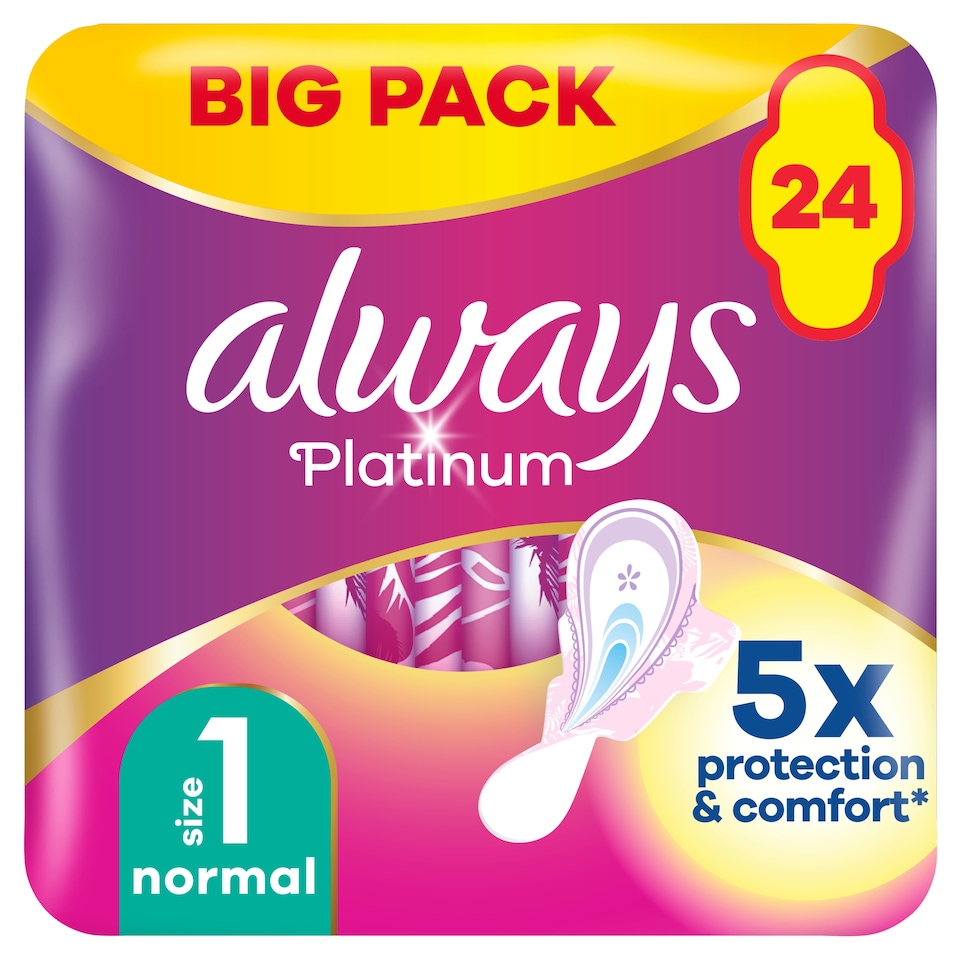image 1 of Always Platinum Normal Size 1 Sanitary Towels With Wings 24S