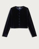 image 4 of OH ME OH MY Velvet Cropped Button Up Cardigan in Navy