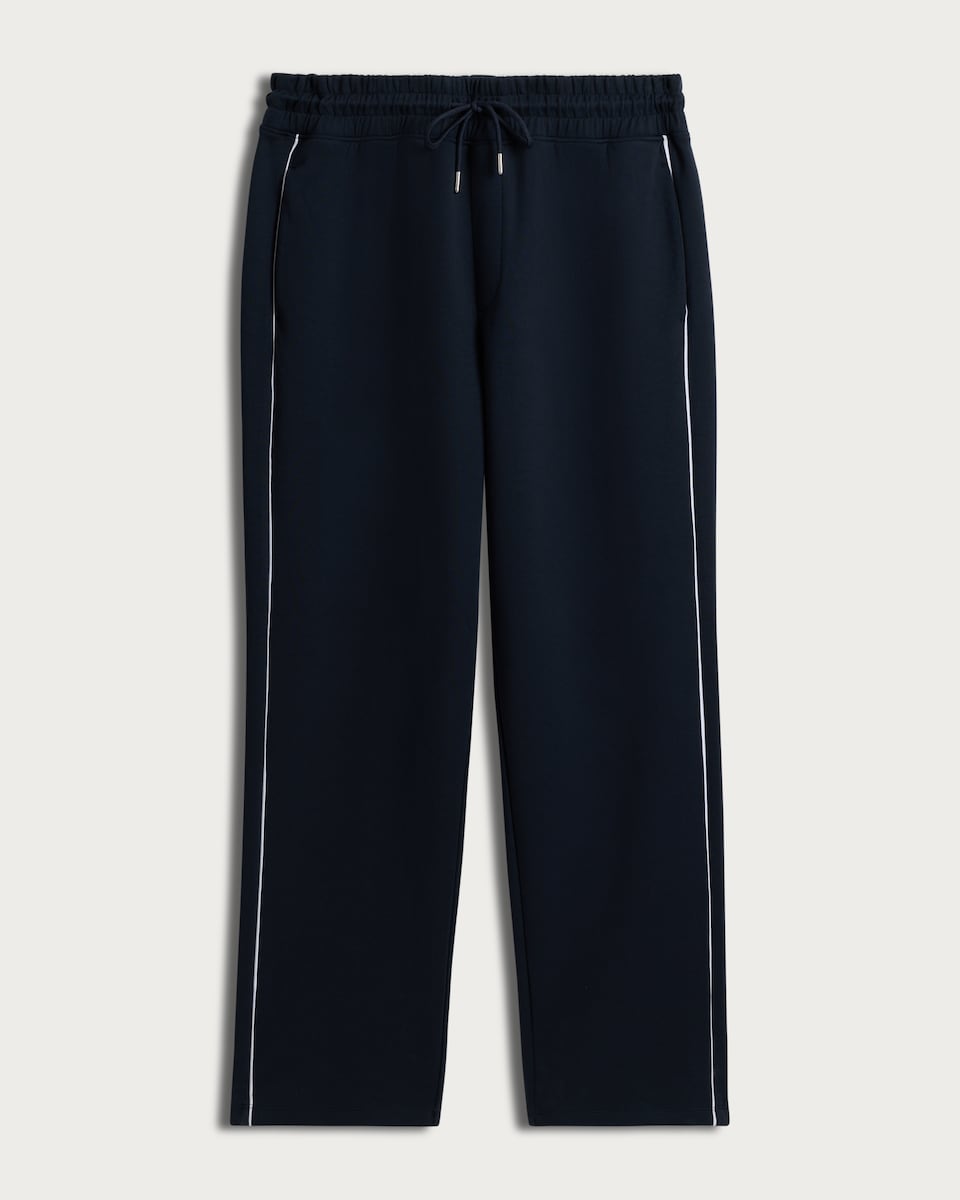 image 1 of F&F Cotton Rich Regular Fit Contrast Piping Joggers in Navy