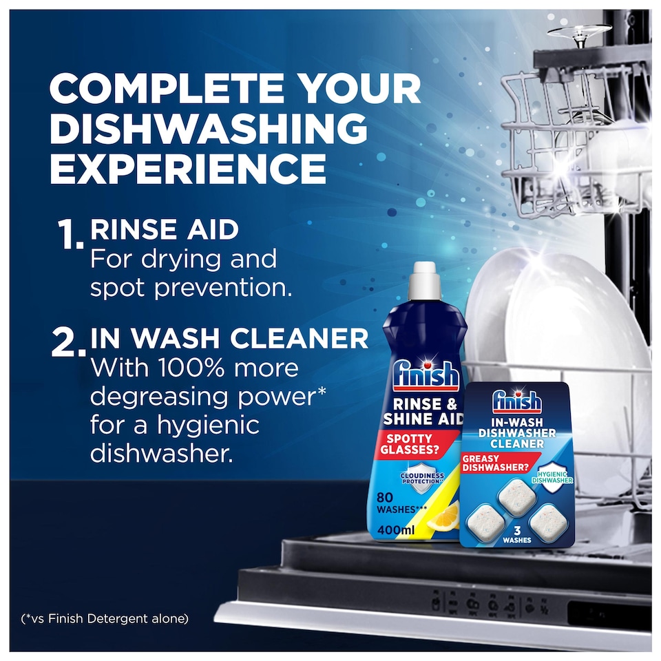 image 1 of Finish In-Wash Dishwasher Cleaner Tablets 3 Pack