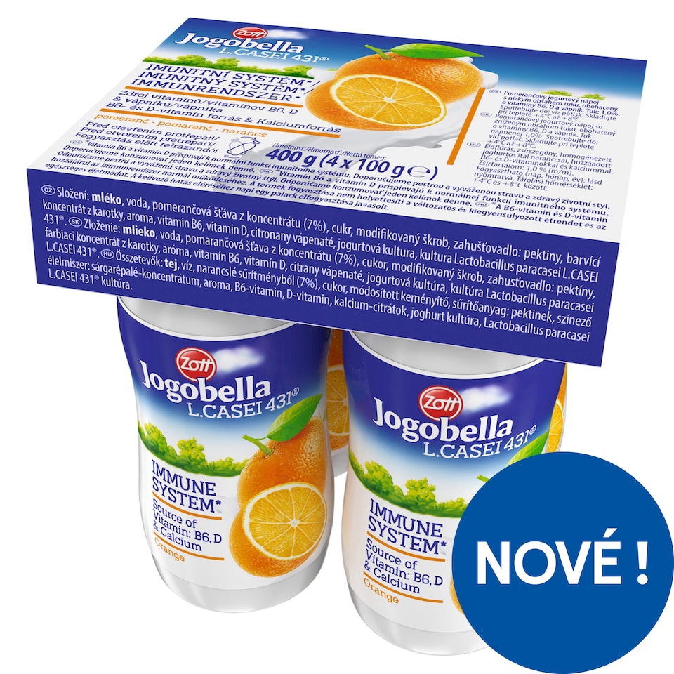 Obrázek 1 pro produkt Zott Jogobella L.Casei 431 jogurtový nápoj 4 x 100g (400g)