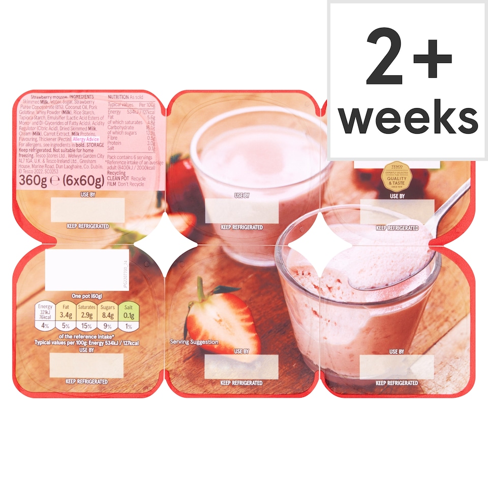 Tesco Strawberry Mousse 6X60g