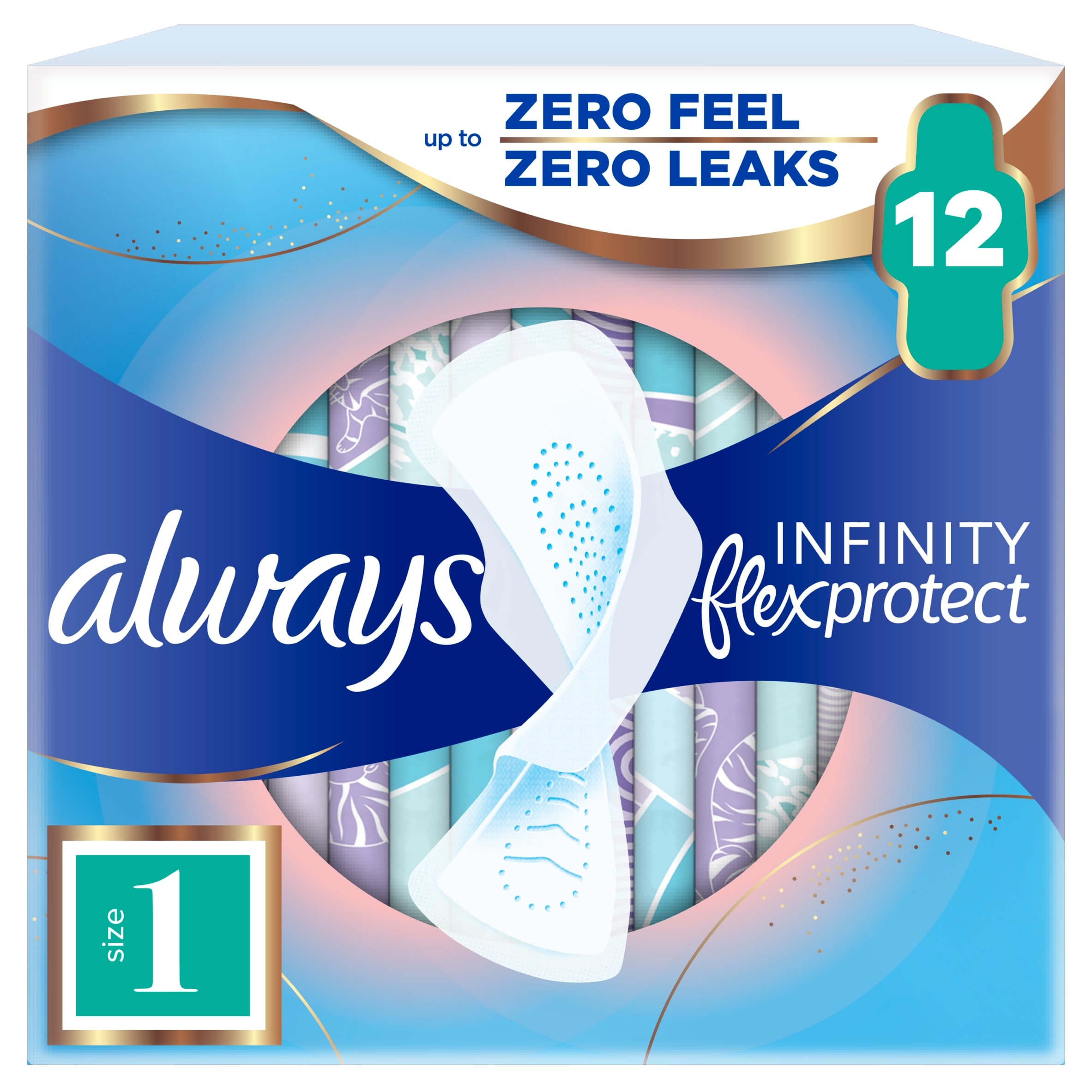 Always FlexProtect Sanitary Towels Normal (Size 1) with Wings 12 Pads, Unscented