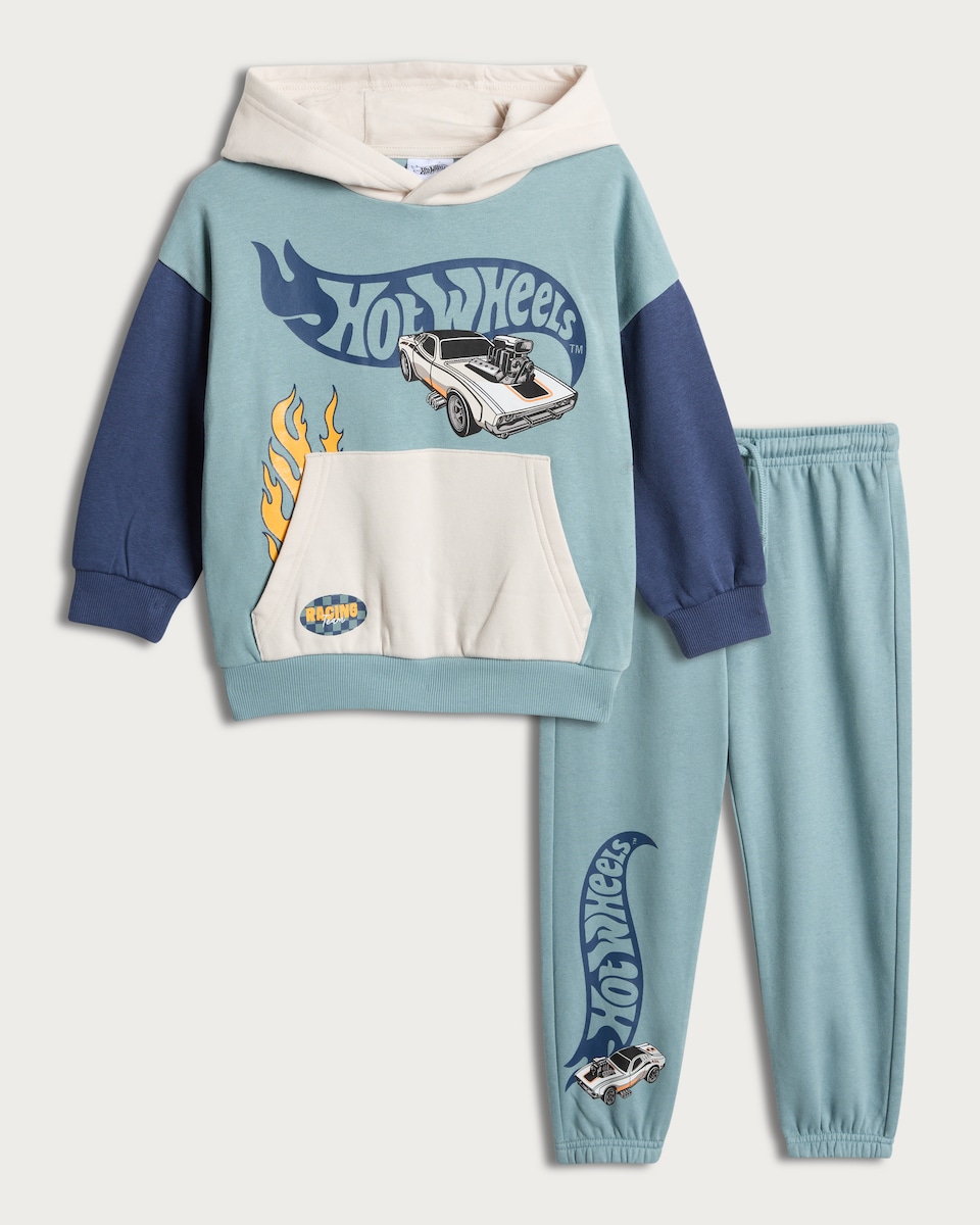 image 1 of Hot Wheels 2-Piece Cotton Rich Hoodie and Joggers Set in Blue