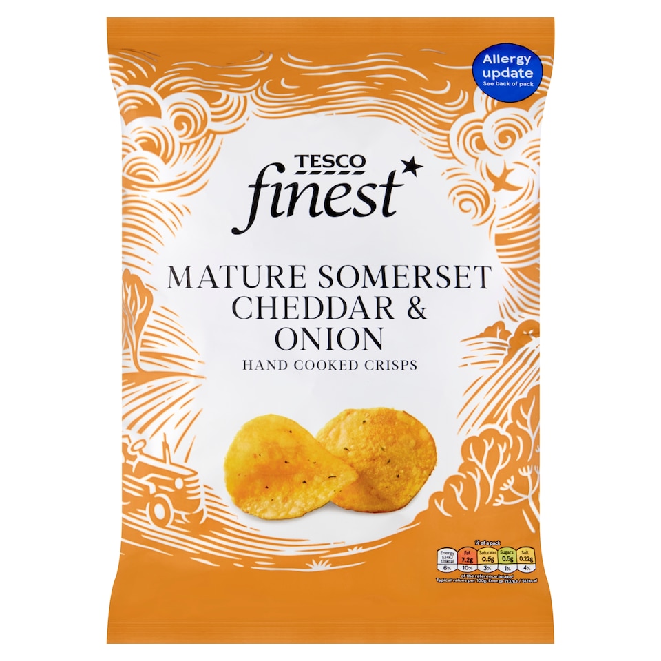 Tesco Finest Mature Somerset Cheddar and Onion Crisps 150 g