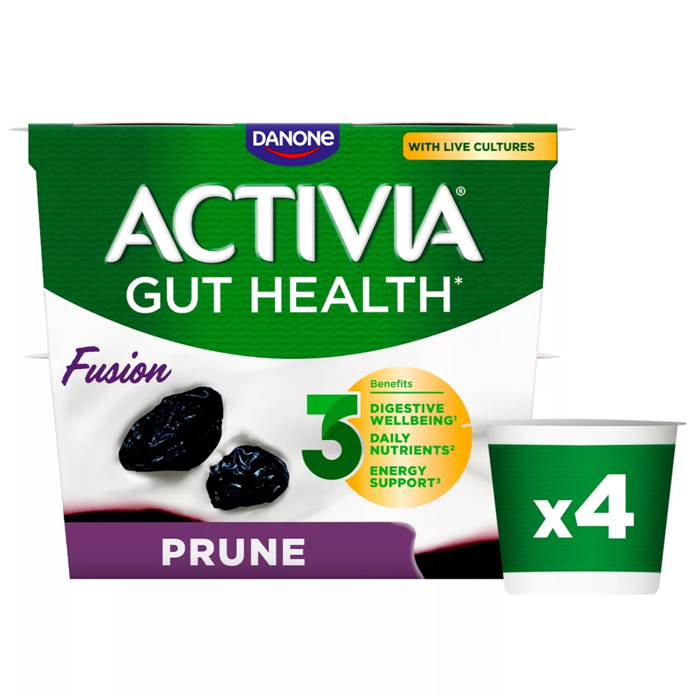 Activia Gut Health Fusion Yoghurt - Prune 4x120g
