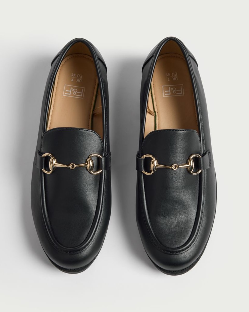 image 1 of F&F Penny Trim Loafers in Black