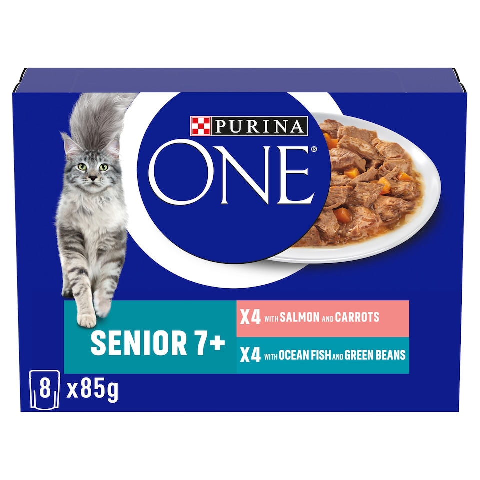 image 1 of Purina One Senior 7+ Salmon & Fish Cat Food 8X85g