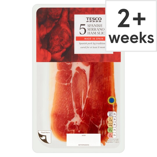 Tesco Spanish Serrano Ham 80G Tesco Groceries