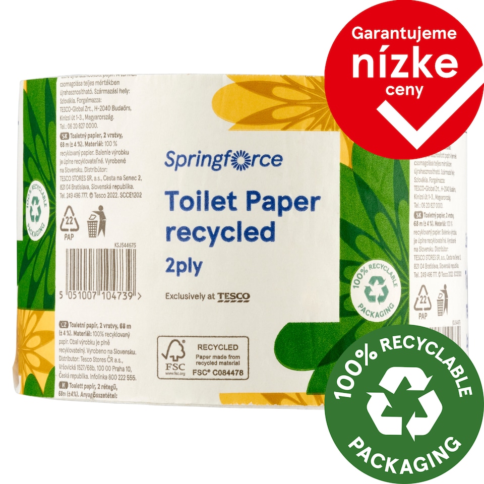 Springforce Toaletný papier 2 vrstvy 1 kotúč