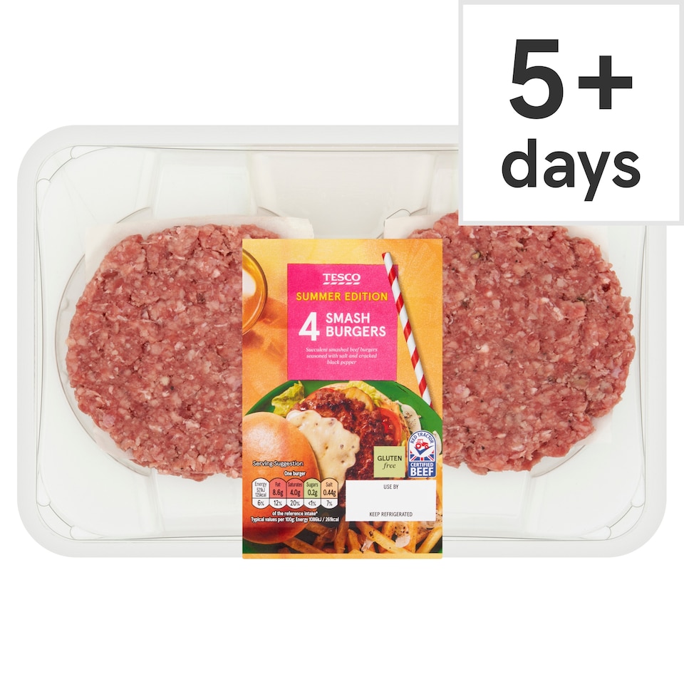 Tesco 4 Smash Burger 340g