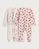 image 2 of F&F Baby 3-Pack Pure Cotton Printed Long Sleeved Sleepsuits in Pink