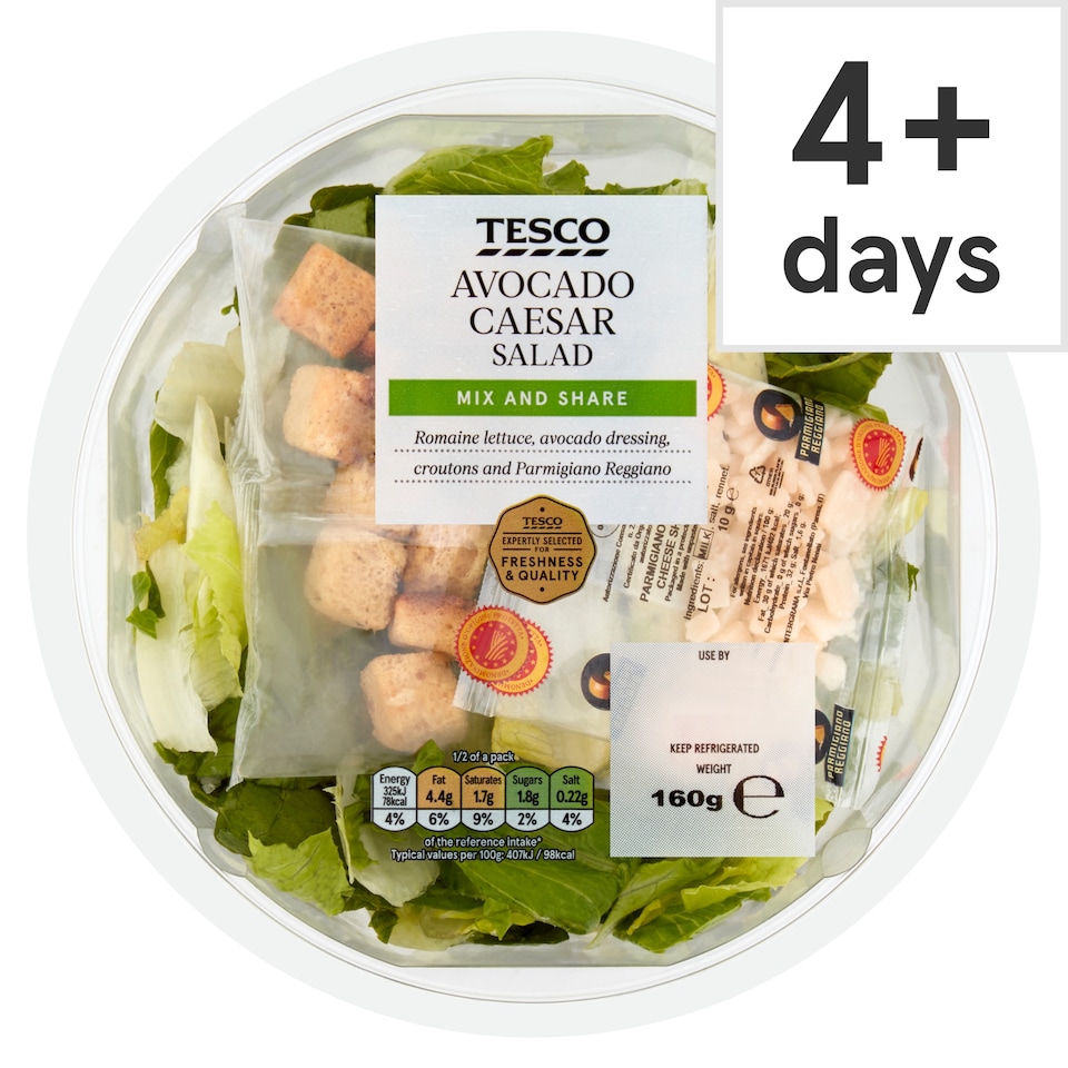 Tesco Avocado Caesar Salad Salad 160G