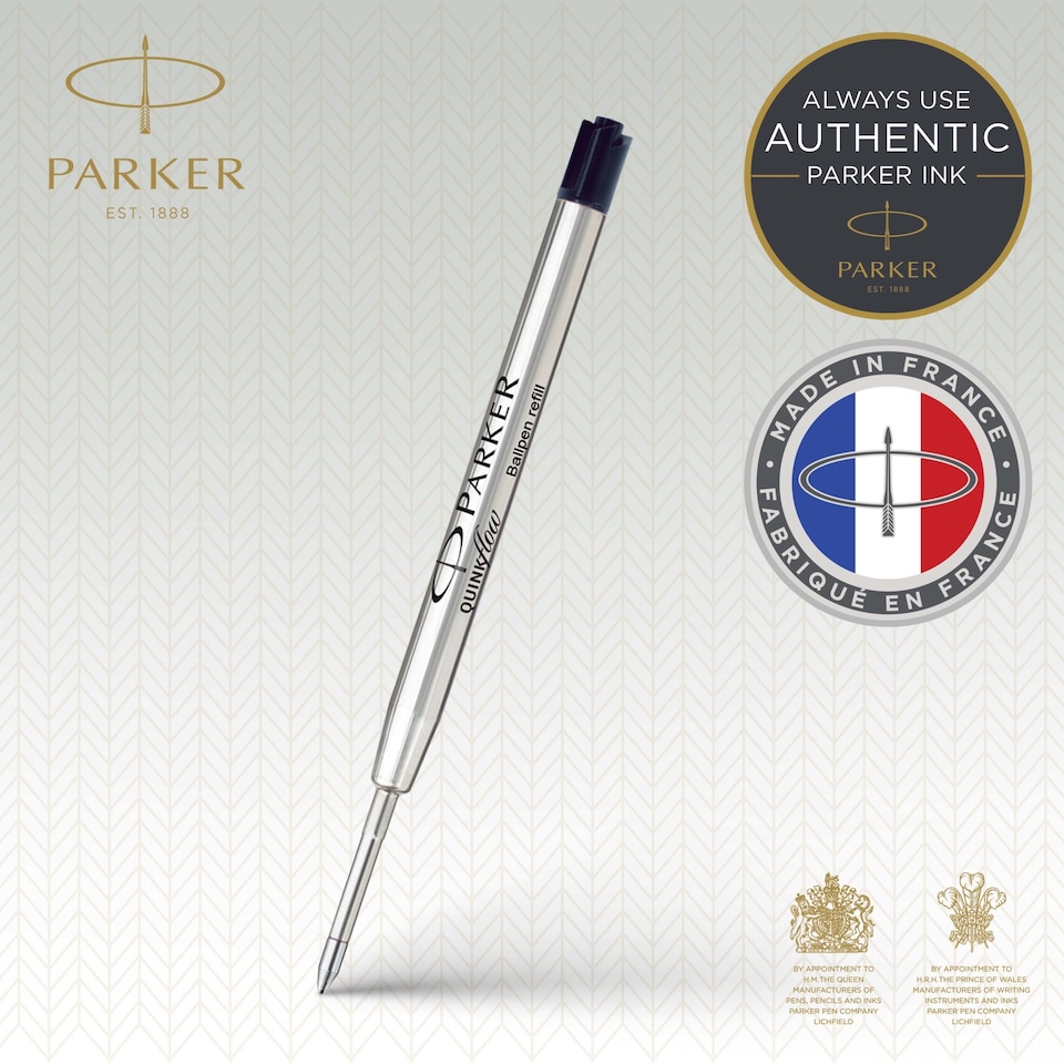 image 1 of Parker Ballpoint Pen Refill, Black Quinkflow Ink, 2 Count