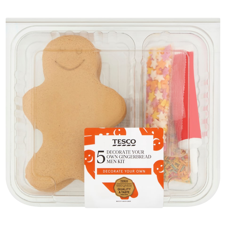 image 1 of Tesco 5 Decorate Your Own Gingerbread Men Kit 199G