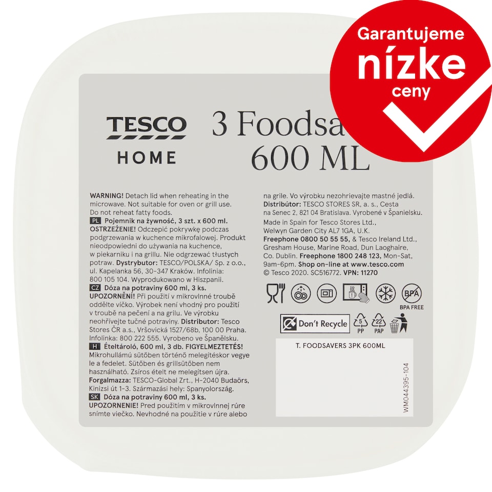 Tesco Home Foodsavers 600 ml 3 pcs