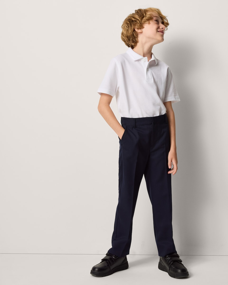 image 1 of F&F School Boys 2-Pack Regular Fit Longer Length Trousers in Navy
