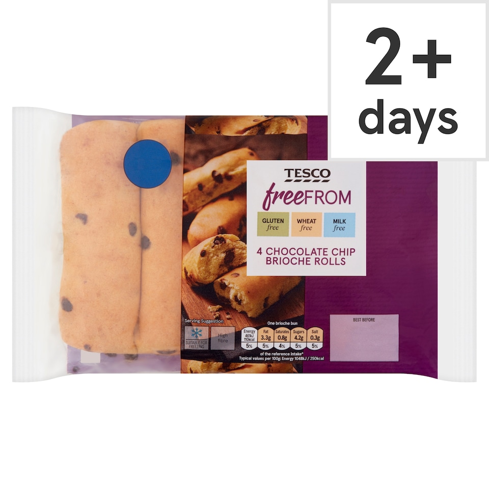Tesco Free From Chocolate Chip Brioche Rolls 4 Pack