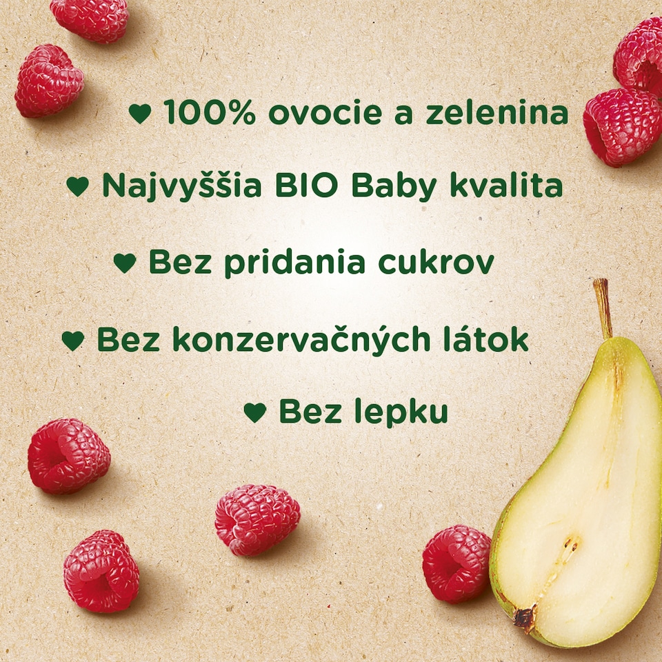 obrázok 1 z Sunar BIO ovocná kapsička hruška, malina 4m +, 100 g