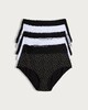image 4 of F&F 5-Pack Cotton Rich Full Brief Lace Trim Knickers in Black