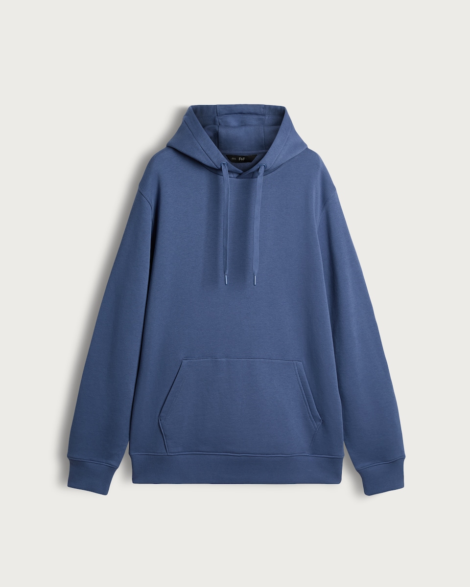 image 1 of F&F Regular Fit Cotton Rich Drawstring Hoodie in Blue