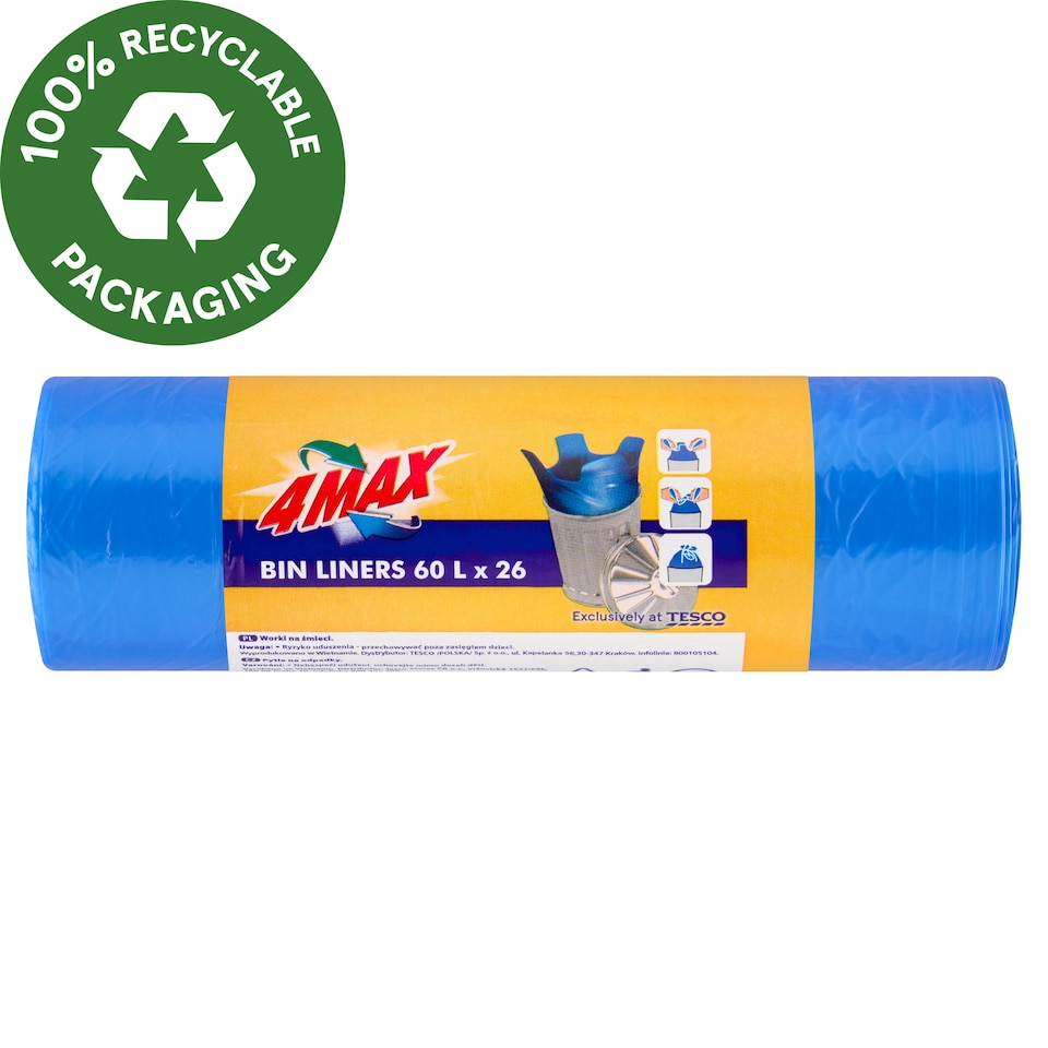 4MAX Bin Liners 60 l 26 pcs