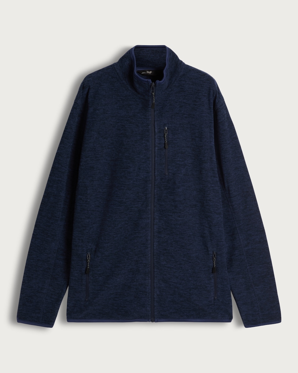 image 1 of F&F Fleece Zip Up Pocket Detail Jacket in Navy
