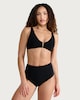 image 1 of F&F Textured High Waisted Bikini Bottoms in Black