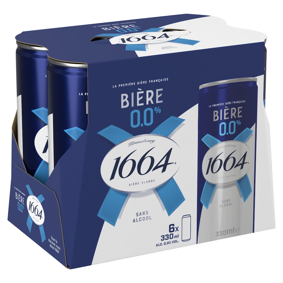 Kronenbourg 1664 0.0% Alcohol Free Lager Beer Can 6x330ml