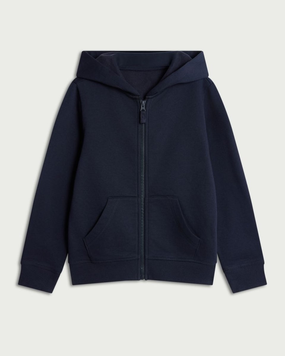 image 1 of F&F School Girls Cotton Rich Zip Up Hoodie in Navy