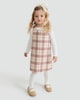 image 1 of F&F Girls 3-Piece Check Print Pinafore, Top and Tights Set in Pink