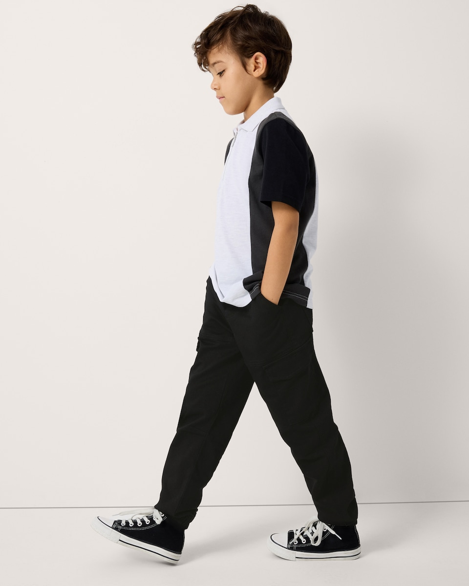 image 1 of F&F Boys 2-Pack Cotton Rich Cargo Joggers in Black