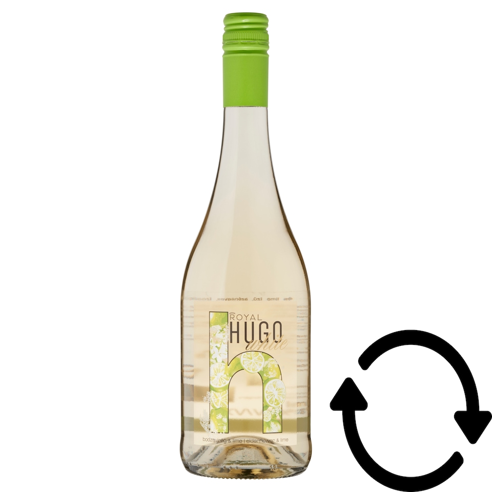 Royal White Hugo bodzavirág- és lime ízű, szénsavas, ízesített boralapú ital 7,3% 750 ml  1. kép