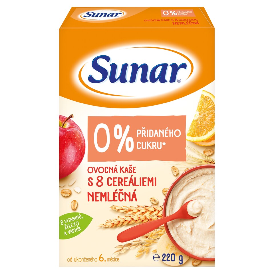 Obrázek 1 pro produkt Sunar ovocná nemléčná kaše s 8 cereáliemi 220g