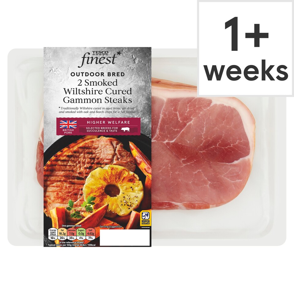 Tesco Finest Two Unsmoked Wiltshire Cured Gammon Steaks 400g