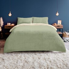 Silentnight Green Reversible Teddy Duvet Set King