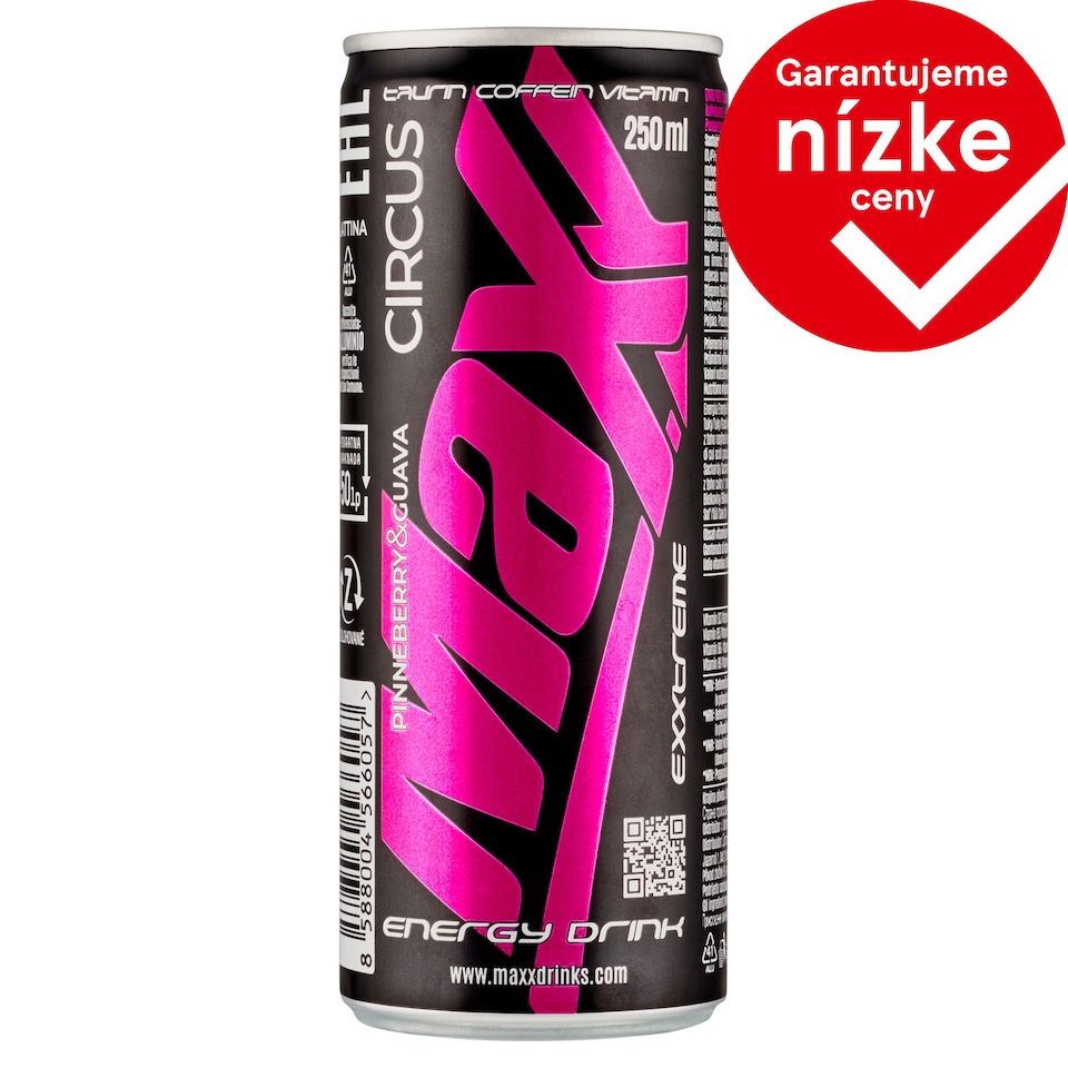 obrázok 1 z Maxx Exxtreme Circus sýtený energetický nápoj s príchuťou bielych jahôd a guavy 250 ml