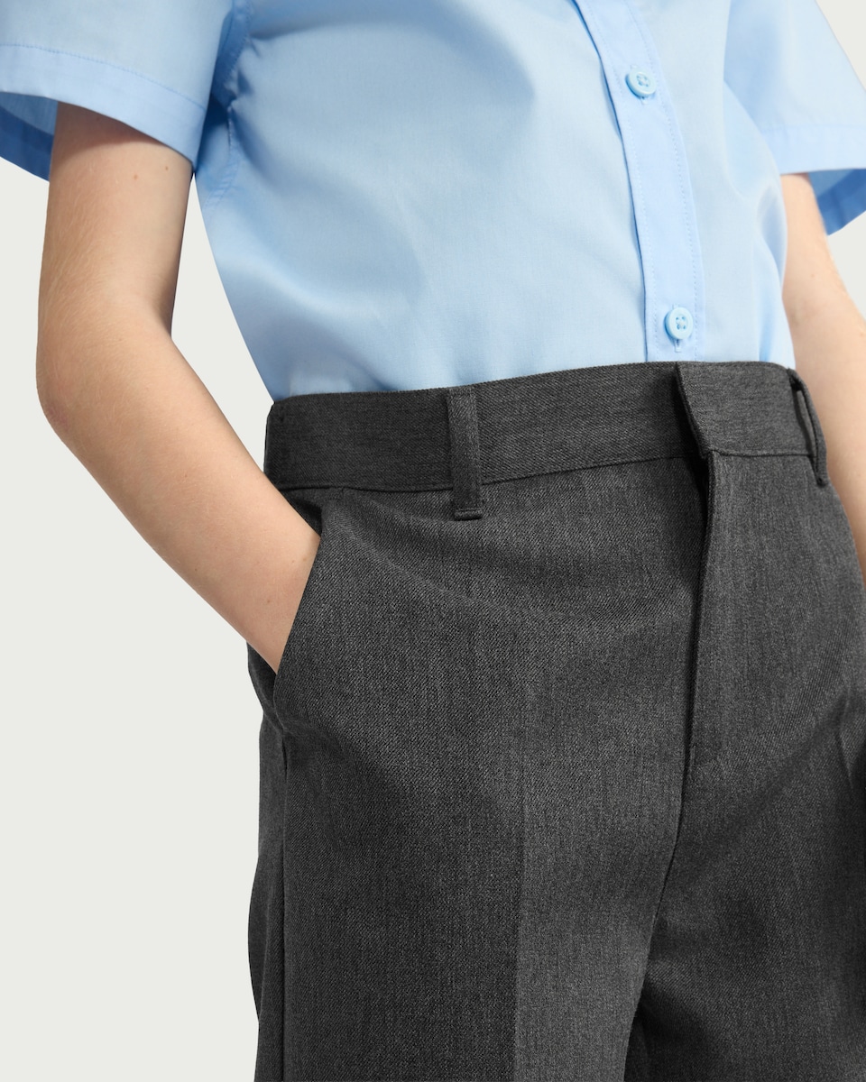 image 1 of F&F School Boys 2-Pack Generous Fit Trousers in Grey