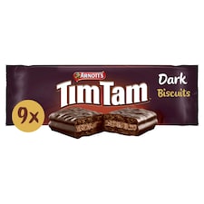 Tim Tam Dark Chocolatey Biscuit Bars 9 Pieces 163g