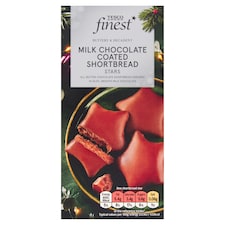 Tesco Finest Milk Chocolate Coated Shortbread Stars 140G