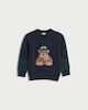 image 4 of F&F Boys Cotton Rich Pom Pom Bear Jumper in Navy